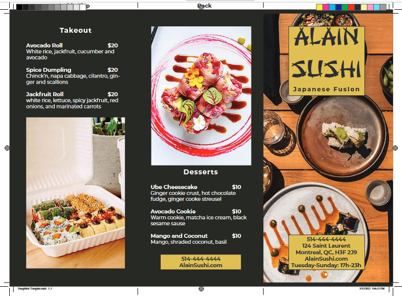 Restaurant trifold front