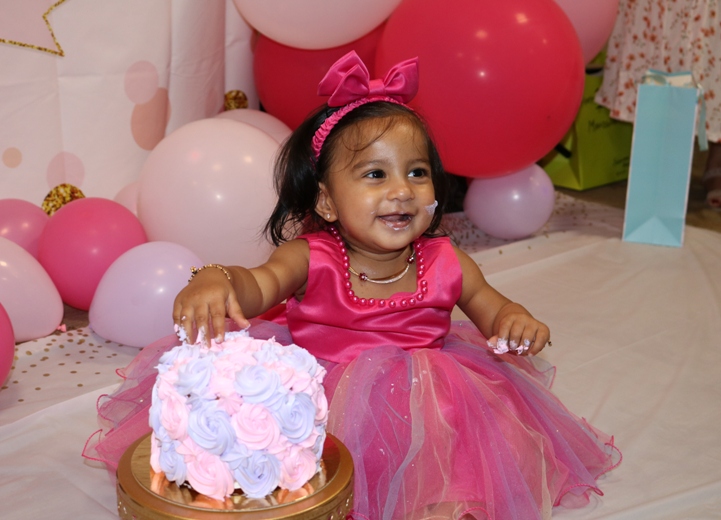 One year old birthday party. Photo of a little girl