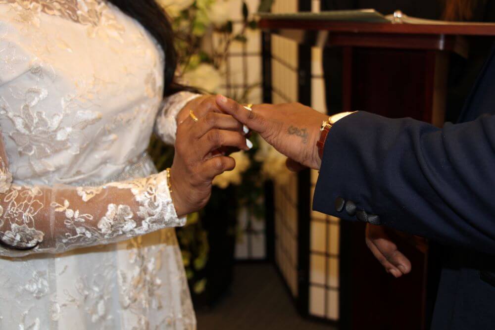 Wedding couple, ring exchange